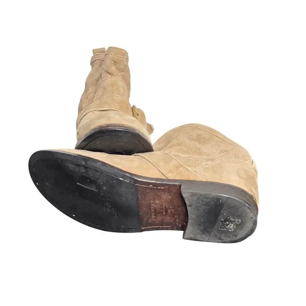 Burberry Tan Suede Motor Biker Short Ankle Boots Size 39 EU - Picture 6 of 8